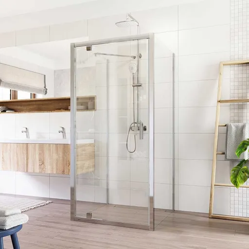 Mereo Sprchový kout Lima, čtverec do prostoru U, pivotový, 90x90x90 cm, chrom ALU, sklo Čiré CK86823K