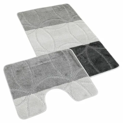 Kvalitex Sada koupelnových předložek Geometrie šedá, 60 x 100 cm, 60 x 50 cm