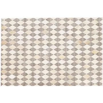 Kožený koberec béžovo-hnědý 160 x 230 cm SESLICE , 225653 (beliani_225653)