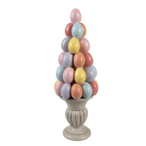 Velikonoční dekorace věž z barevných vajíček na podstavci - Ø 14*40 cm 6PR5213