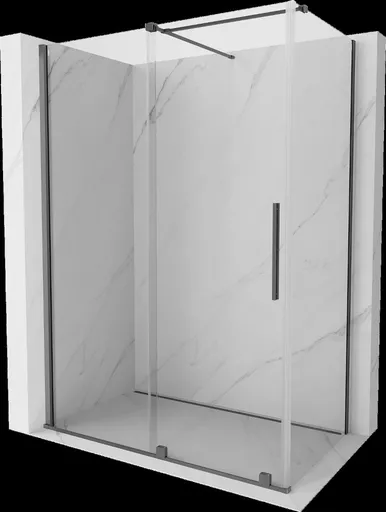 MEXEN/S Velar sprchový kout, posuvné dveře 160 x 85, transparent, grafit metal 871-160-085-01-95
