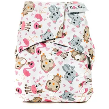 Bobánek Kapsová AIO plenka Premium suchý zip Růžová zvířátka (9KPPZ)