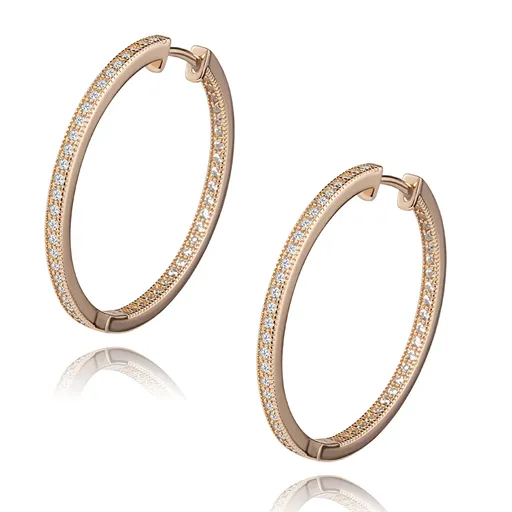 Kruhové stříbrné náušnice 925 v měděném odstínu, linie čirých zirkonků