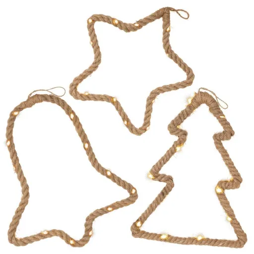 Nexos  86217 Sada vánoční dekorace na okno, 45 LED, teplá bílá, 3 ks