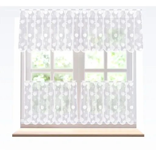 Záclona žakárová, Kroužky vitrážka metráž, bílá 60 cm