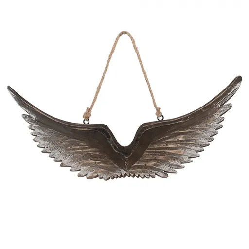 Hnědá antik dřevěná závěsná andělská křídla Angel Rustic - 30*3*12 cm 6H2422