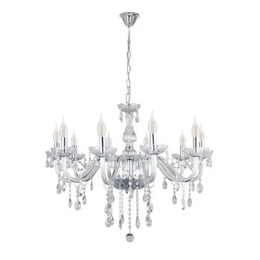 Závěsná lampa Cristallo chrom 10x40W E14 transparentní