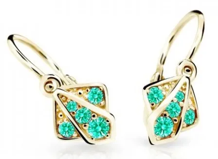 Cutie Jewellery Dětské náušnice ze žlutého zlata C2241-10-X-1 světle zelená