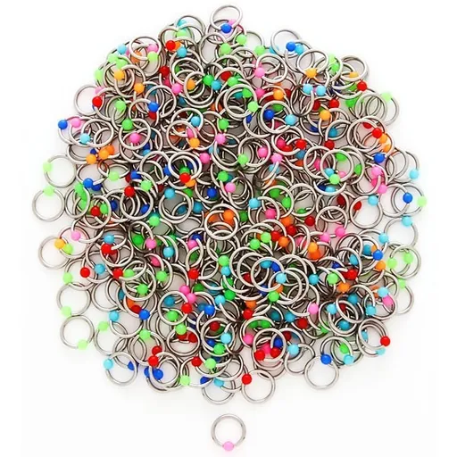 Piercing z oceli s barevnými kuličkami - Barva piercing: Růžová