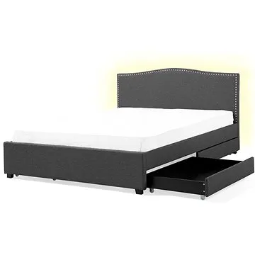 Šedá BELIANI 160 × 200 cm s bílým LED úložným prostorem MONTPELLIER (beliani_164623)