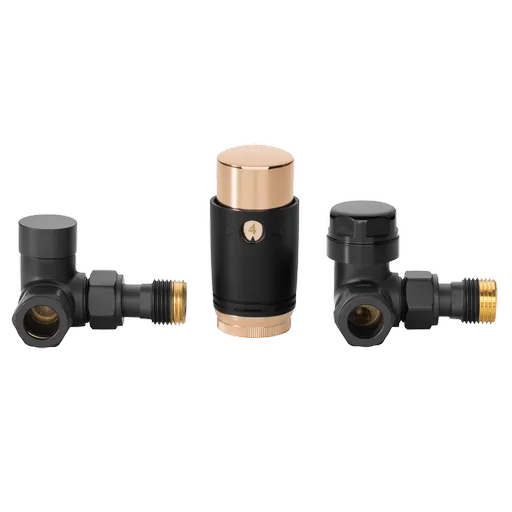 INVENA Termostatická sada ventilů pro měděné nebo alupex trubky, levá nebo pravá, barva: černá, zlatá CD-25-Z15-S