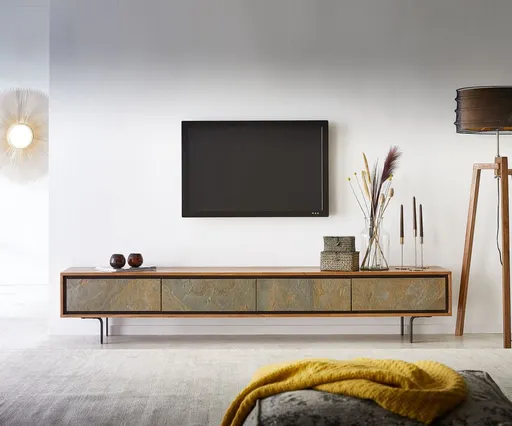 TV stolek Juwelo 220 cm přírodní akácie s kamennou dýhou 4