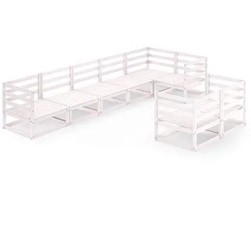 8dílná zahradní sedací souprava bílá masivní borovice, 3075655 (3075655)