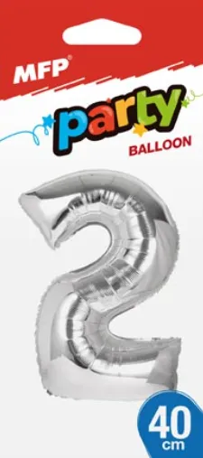 Balónek č. 2 nafukovací fóliový 40 cm - stříbrný