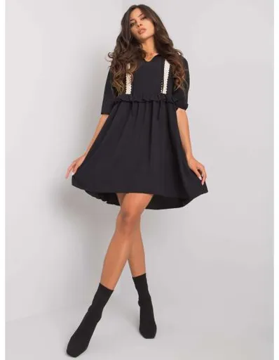 Dámské šaty s viskózou Crystal RUE PARIS černé