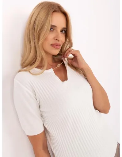 Světle béžový dámský oversize svetr s viskózou
