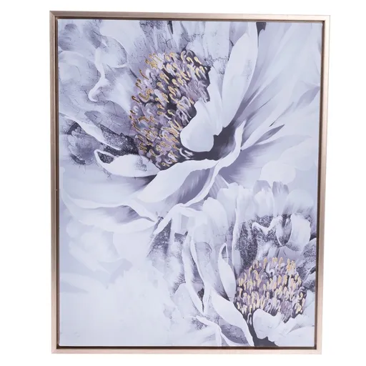 Obraz na plátně v rámu Pivoňky - zlatotisk, 40 x 2,5 x 50 cm