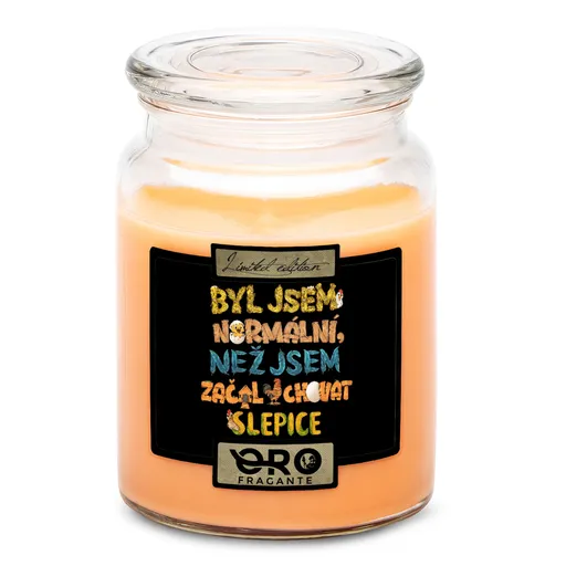 Svíčka Býval jsem normální – slepice (Vůně svíčky: Tropické ovoce)