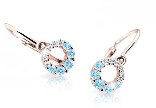 Cutie Jewellery Dětské náušnice z růžového zlata C2154-10-X-4 světle modrá