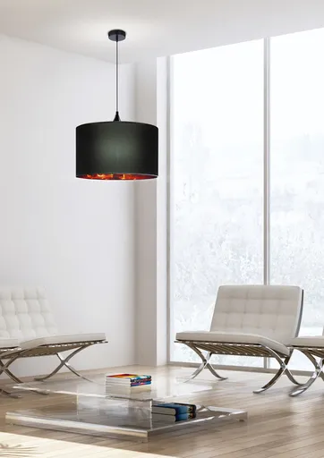 Závěsná lampa černá/měděná 1xE27 Ø30cm DLOUHÁ