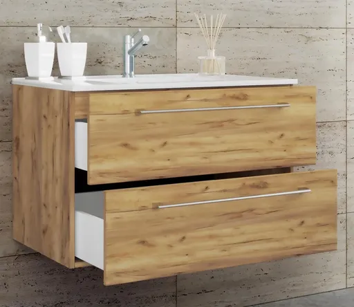 VCM 2dílná umyvadlová skříňka Badinos 2 zásuvky 80 cm, dub medový