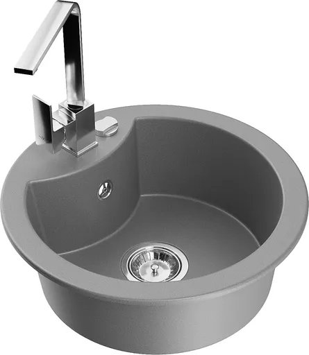 MEXEN/S Diego granitový dřez 1-miska včetně baterie Rita, šedý 6512-71-670300-00