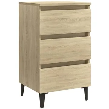 SHUMEE Noční stolek s kovovými nohami dub sonoma 40 × 35 × 69 cm, 805911 (805911)