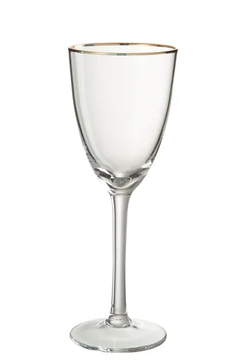 Sklenička na červené víno se zlatým okrajem - 8,5*8,5*23,5 cm J-Line by Jolipa