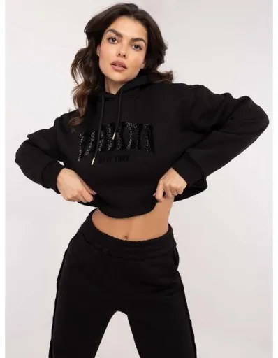 Černá dámská tepláková souprava s krátkou mikinou