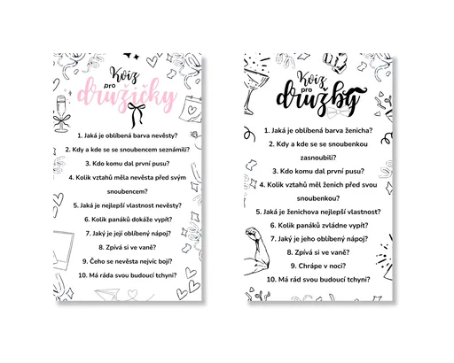 Personal Set kvízů pro družby a družičky - Simple