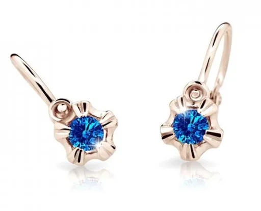 Cutie Jewellery Dětské náušnice z růžového zlata C2158-10-X-4 modrá