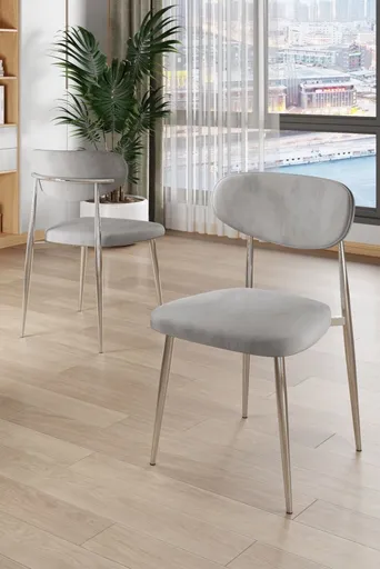 Sada židlí (4 kusy) Vina - Grey, Chrome