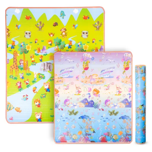 Rolovatelná dětská podložka inSPORTline Lhotino 150x180x1,5 cm Řeka/Oceán