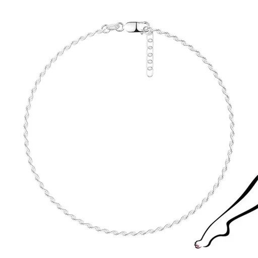 Náramek na kotník ze stříbra 925 - hustě spojené smyčky stočené do spirály