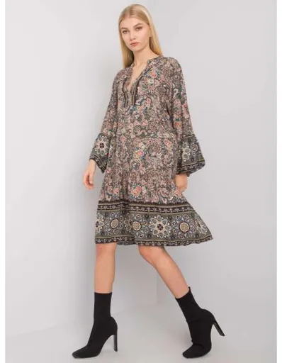 Dámské šaty s volánem Claremont OCH BELLA khaki