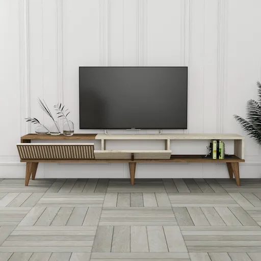 TV stolek Milan - Walnut, Travertine