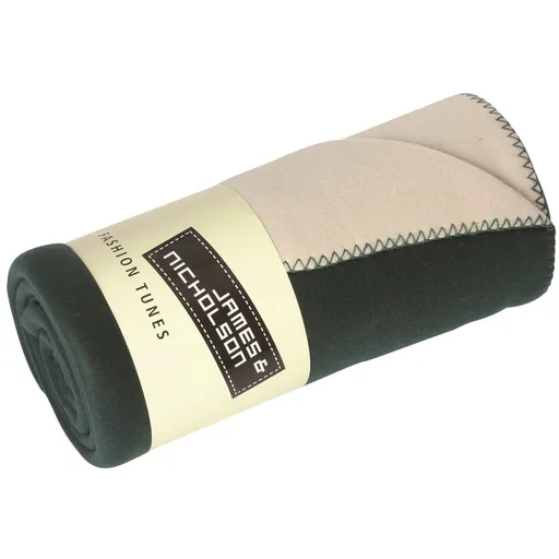 James & Nicholson (Daiber) Fleece deka 150x170 cm JN952 - Tmavě zelená / smetanová | 150 x 170 cm