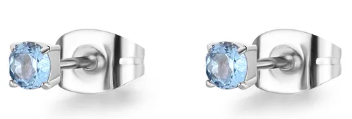 S'Agapõ Drobné ocelové náušnice se světle modrým krystalem Dazzly SDZ50