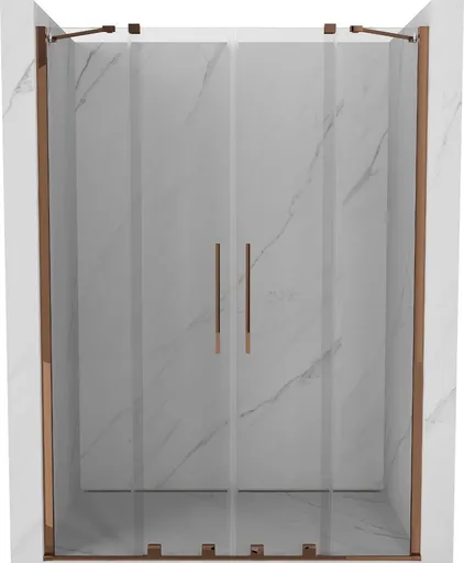 MEXEN/S Velar Duo posuvné sprchové dveře 150, transparent, růžové zlato 871-150-000-02-60