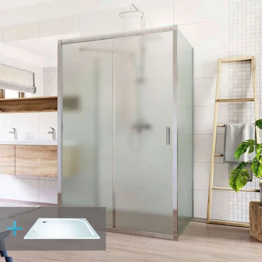 Mereo Sprchový set: LIMA, obdélník, 100x120x100x190 cm, chrom ALU, sklo Point vč. vaničky litý mramor CK85542KM