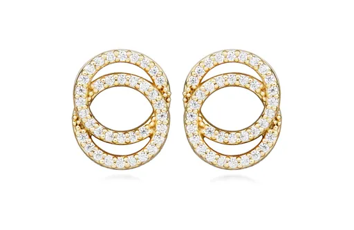 Silver Cat Zářivé pozlacené náušnice pecky se zirkony Beauty SC591