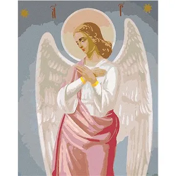 Diamondi - Diamantové malování - ANDĚL V ČERVENÉM ROUCHU, 40x50 cm, bez rámu a bez vypnutí plátna (606904A)