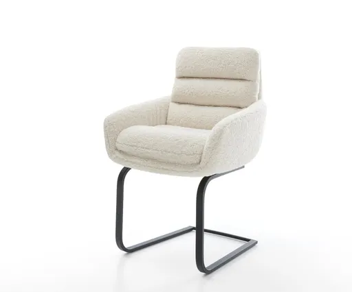 Jídelní židle Abelia-Flex s područkami plyšový manšestr béžová