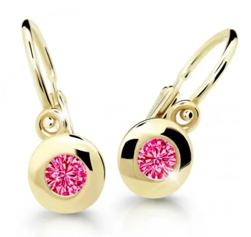 Cutie Jewellery Dětské náušnice ze žlutého zlata C2589-10-X-1 fuchsiová