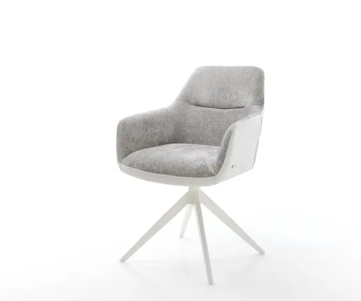 Jídelní židle Pejo-Flex mix materiálů pravá kůže bílo stříbrno