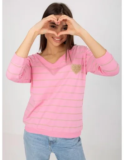 Dámská halenka pruhovaná BASIC FEEL GOOD růžovo-béžová