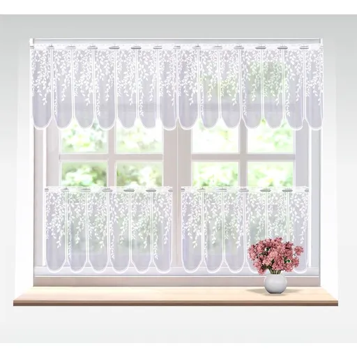 Záclona žakárová, Callisia vitrážka metráž, bílá 45 cm