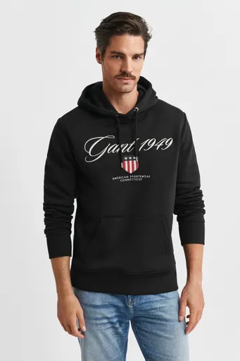 MIKINA GANT GRAPHIC HOODIE BLACK