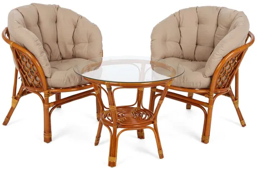 Zahradní sedací souprava 3 ks přírodní ratan