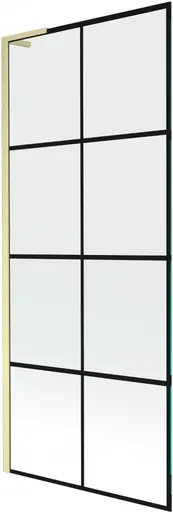 MEXEN/S Next L vanová zástěna FIX 80 x 150, černá vzor, zlatá kartáčovaná 895-080-000-03-77-55